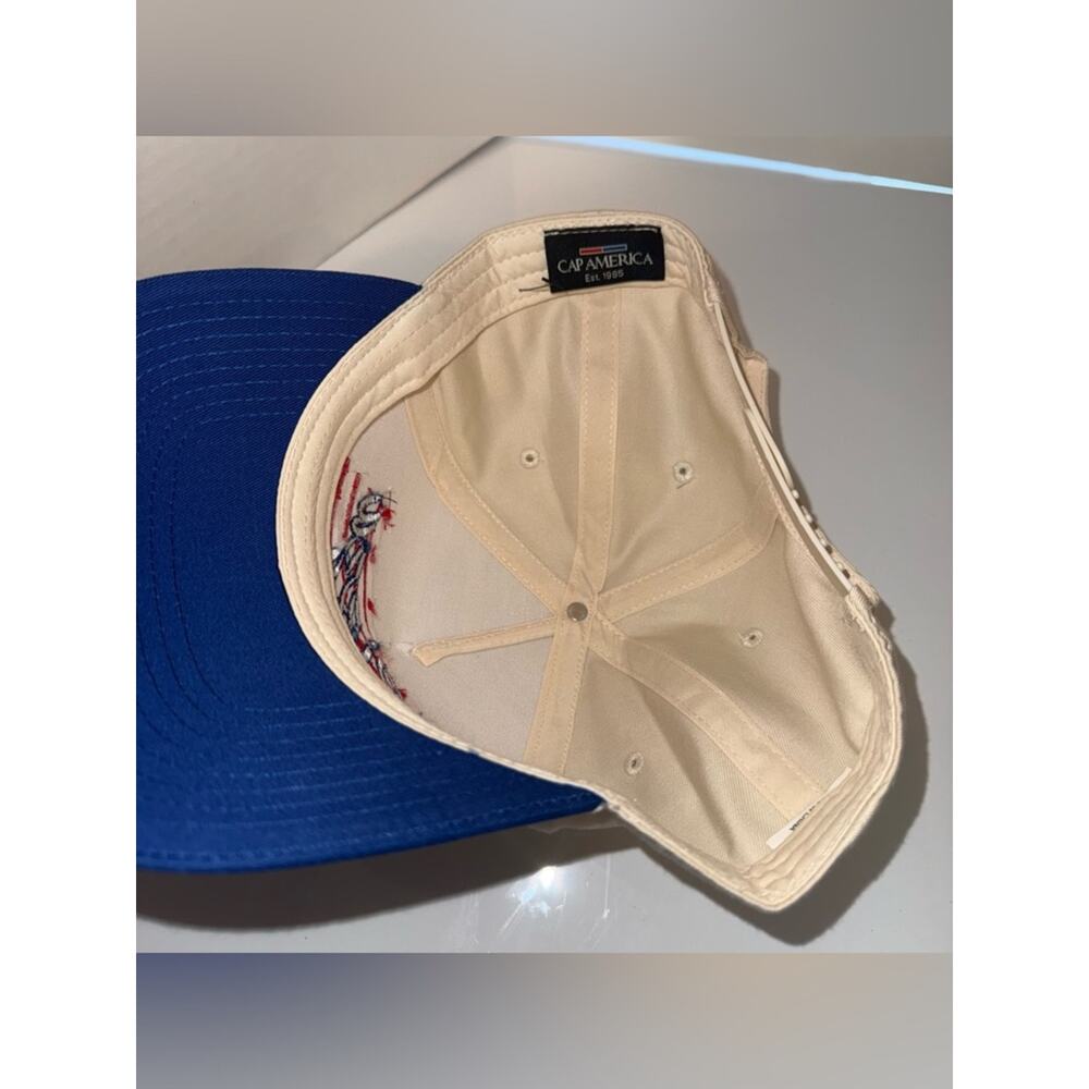 NWT ZORBAZ PIZZA embroidered SnapBack cream and blue hat - Picture 4 of 5